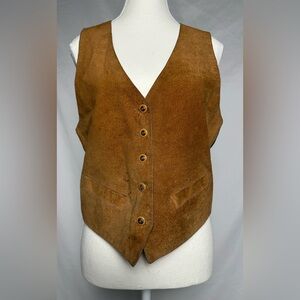 DANIEL HECHTER Vintage 100% Leather Tan Western Cowboy Academia Vest Size S